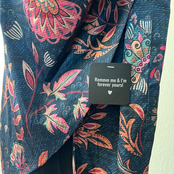 NWT! Averie Halley Draped Midi Dress in a floral print on a cobalt blue size S - Picture 9 of 13